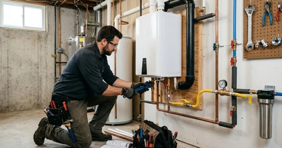 Tankless water heater installation